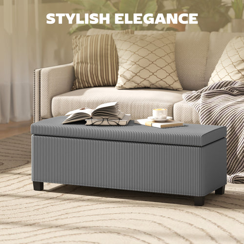 84L Corduroy Storage Ottoman - Grey
