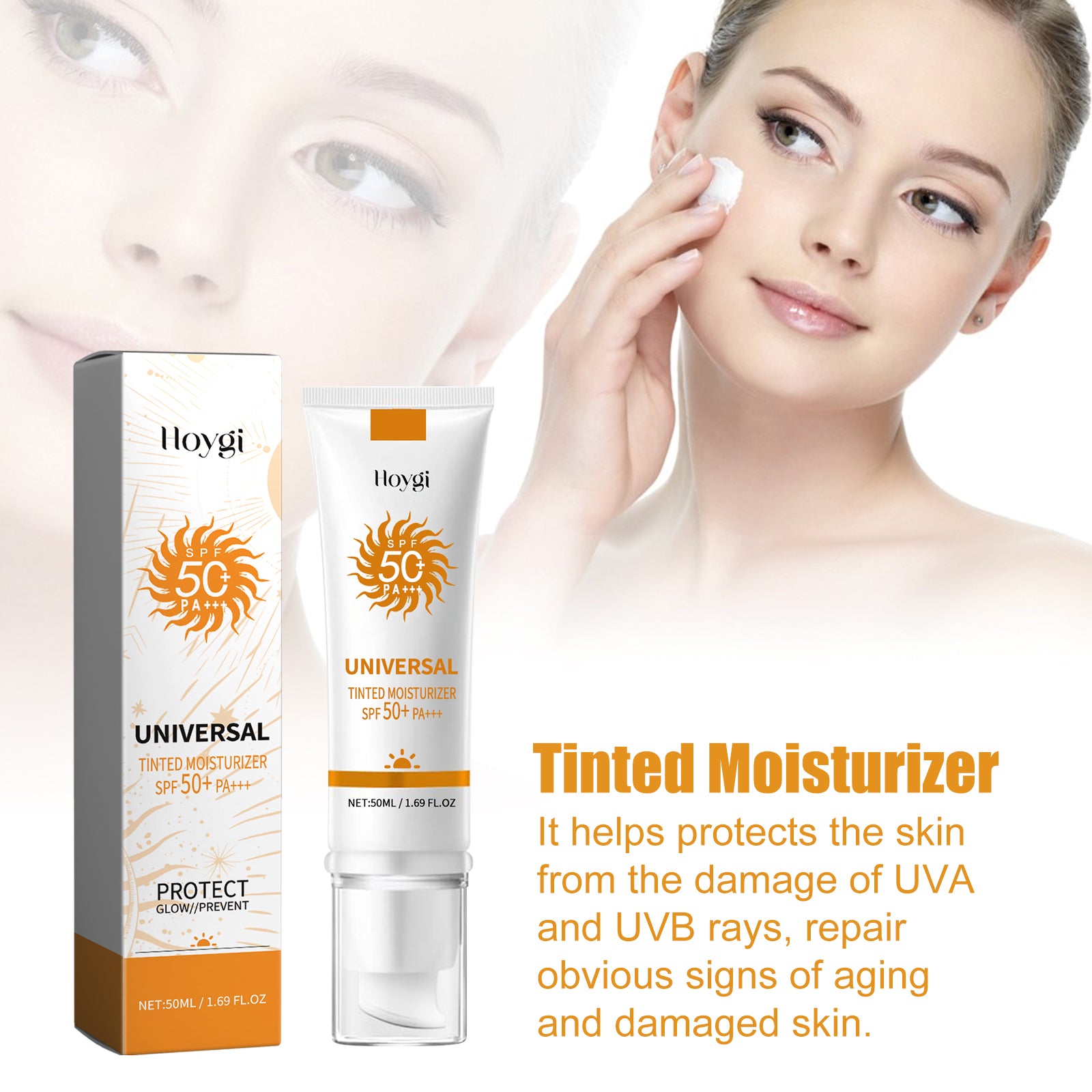 Hoygi Tinted Moisturizer, Outdoor UV Protection Brightening Skin Hydrating Protective Cream