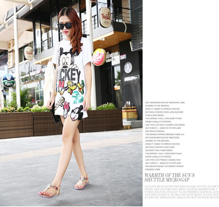 New sandals female summer rhinestone flat bottom simple sweet beach shoes pinch bohemian sandals and slippers ladies