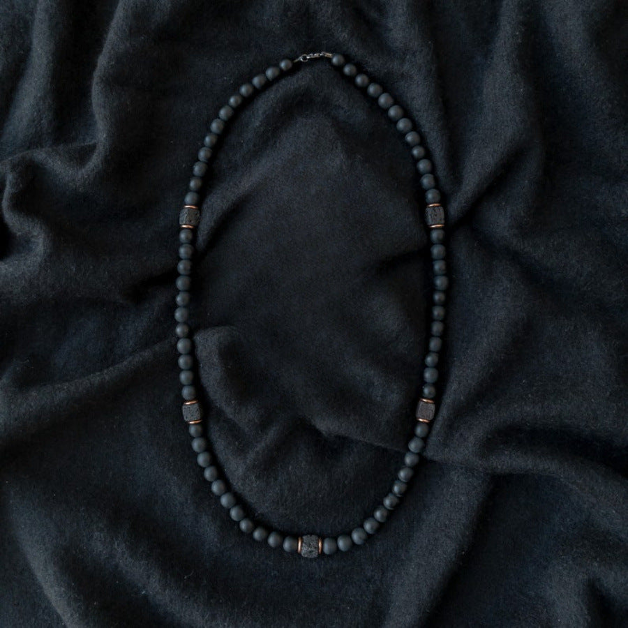 Black Lava Balance Necklace Men's Beads