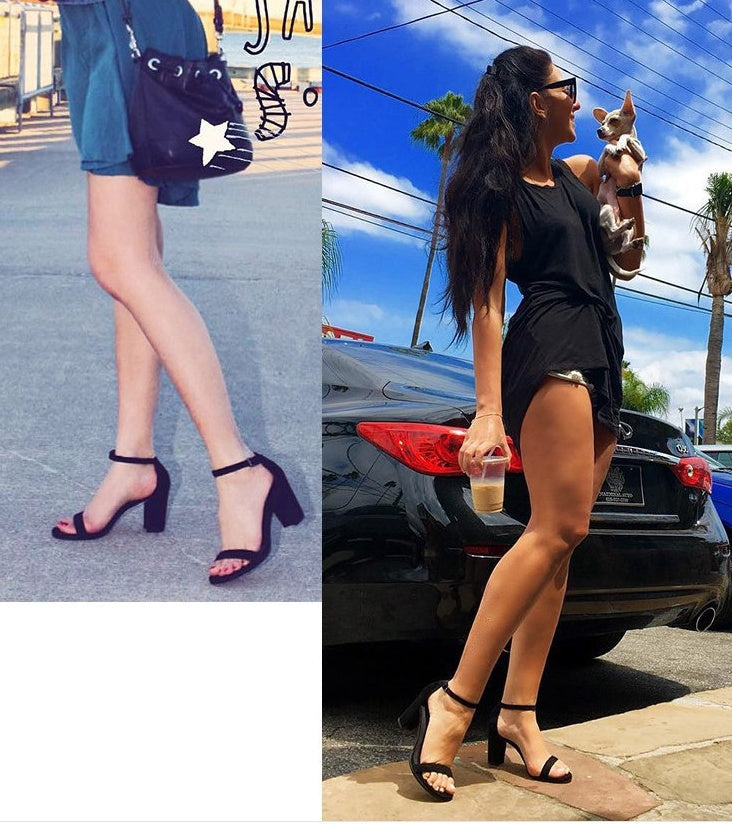spring and summer new sandals word strap women's shoes women's simple thick with sandals