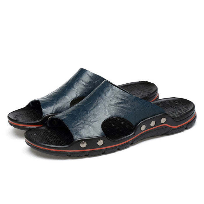 Summer New Cool And Breathable Men's Shoes One Word Slippers Beach Sandals
