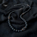 Black Lava Balance Necklace Men's Beads