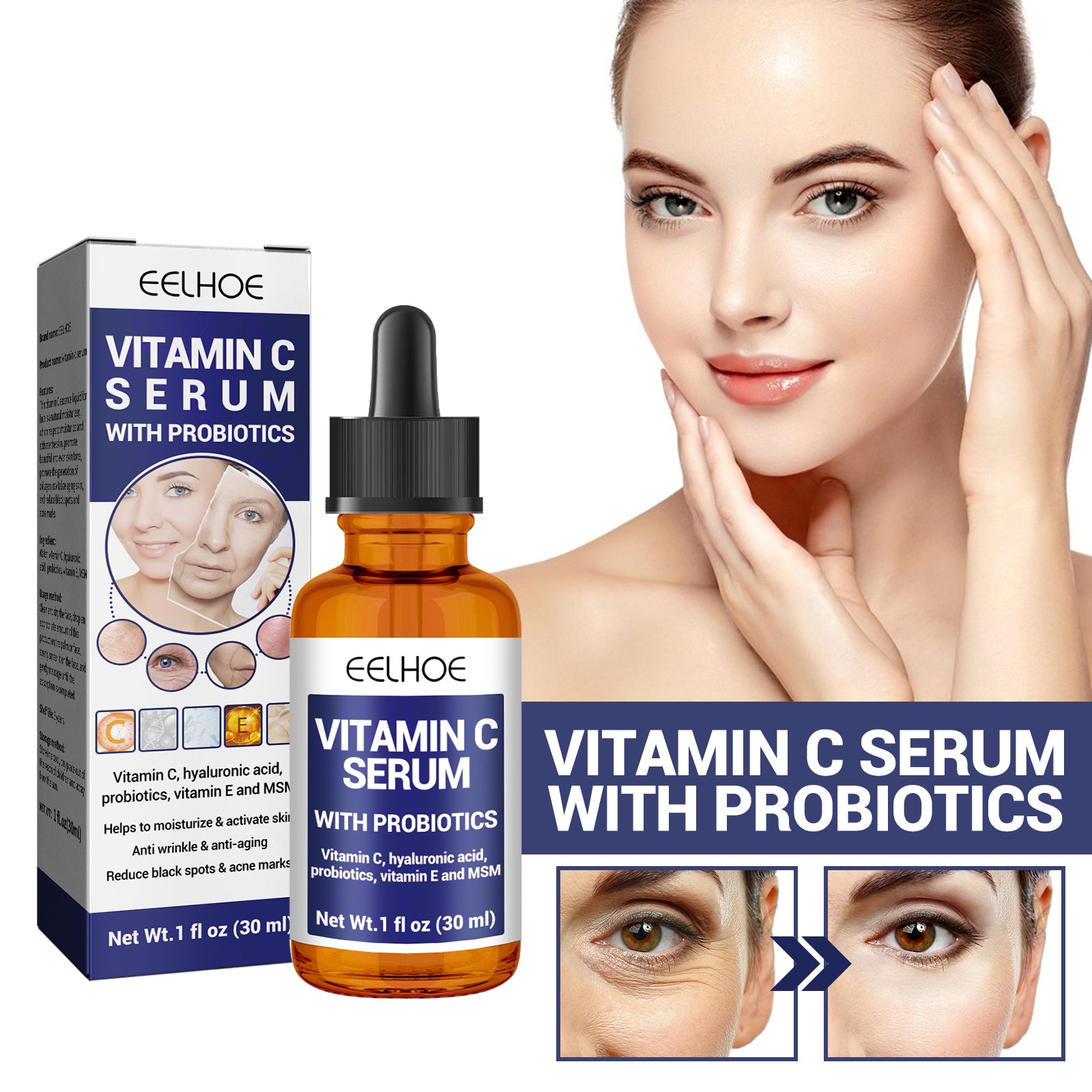 EELHOE Anti-aging Vitamin C Facial Essence, Reduces Spots Acne Fine Lines, Moisturizes Facial Essence