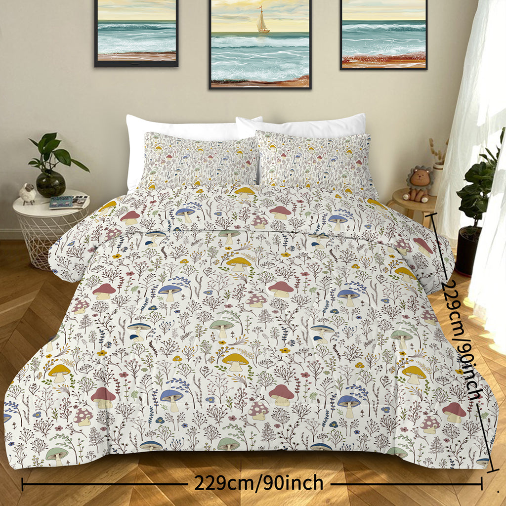 3 Pieces Mushroom Decoration Comforter Set Soft Bedding Set For Home Bedroom Decor Twin Full Queen King Size