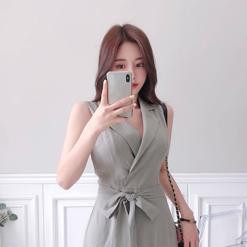 Jumpsuit Ladies Ladies Fashion Lapel Sleeveless