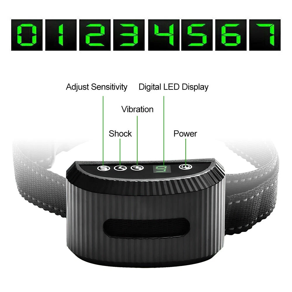 Dog Collar Anti Bark Pet Electric Training Collar Auto Stop Barking Obedience