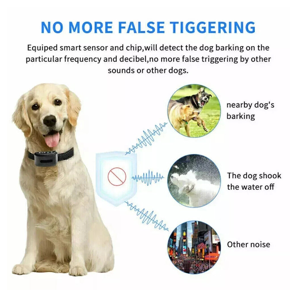 Dog Collar Anti Bark Pet Electric Training Collar Auto Stop Barking Obedience