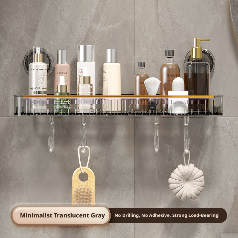 Long suction cup shelf-transparent gray-PET-1 piece