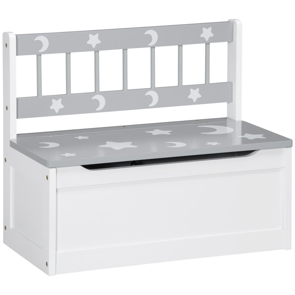 Toddler Toy Box Storage Bench with Large 27 L Interior, Kids Storage Bench Seat with Storage for Toddler Playroom Furniture, Kids Bedroom Furniture, Toy Organizer and Storage Bin, Gray