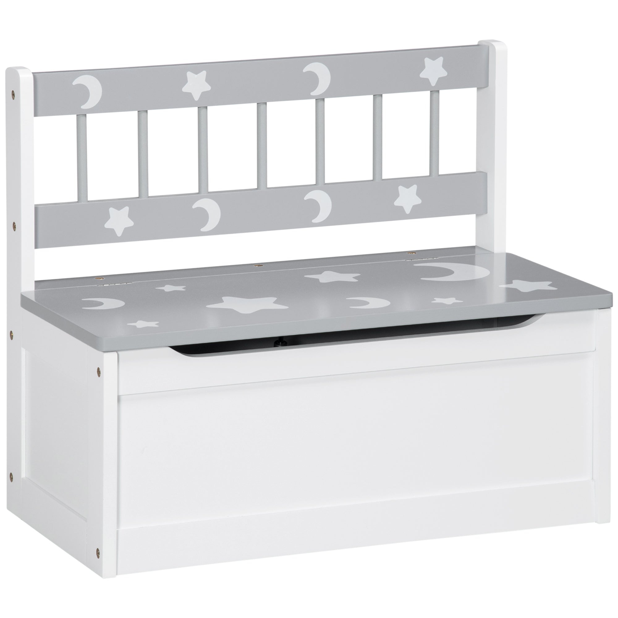 Toddler Toy Box Storage Bench with Large 27 L Interior, Kids Storage Bench Seat with Storage for Toddler Playroom Furniture, Kids Bedroom Furniture, Toy Organizer and Storage Bin, Gray