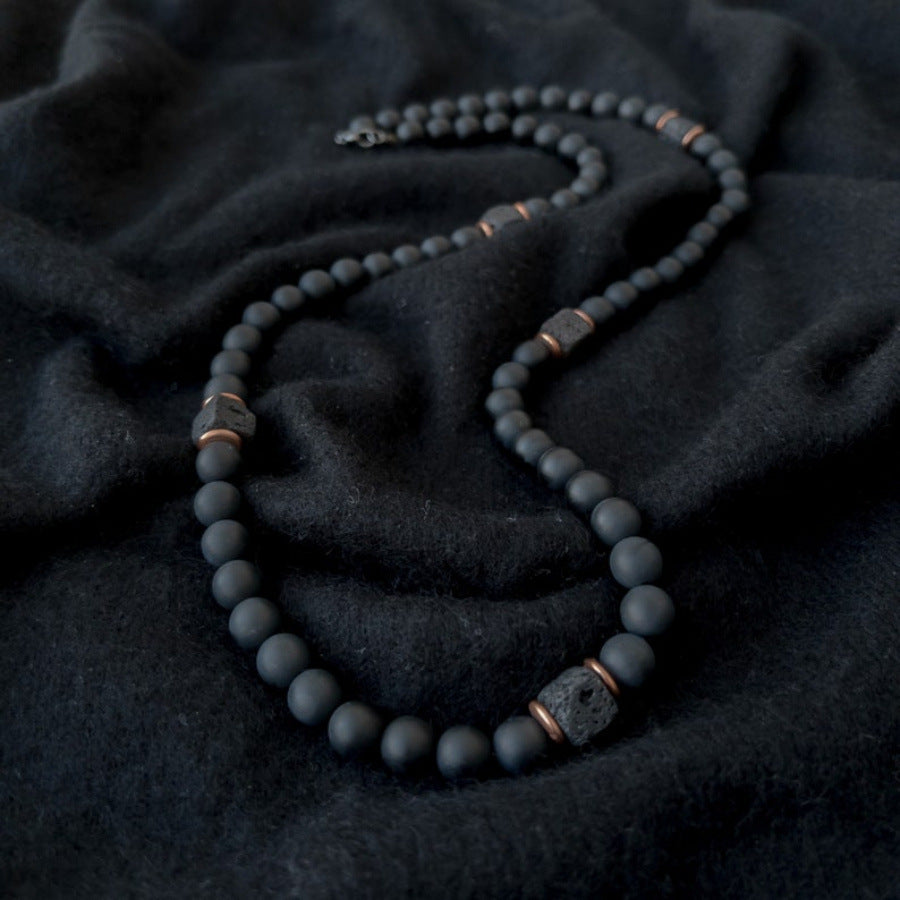 Black Lava Balance Necklace Men's Beads