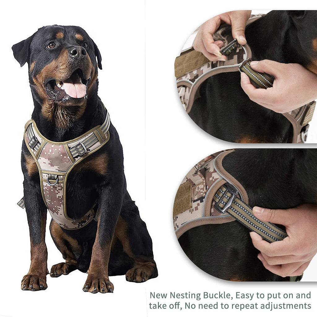 Dog Harness Tactical No Pull Adjustable Pet Military Working Training Vest S-XL-Dog-Vest-Camo-M-500126