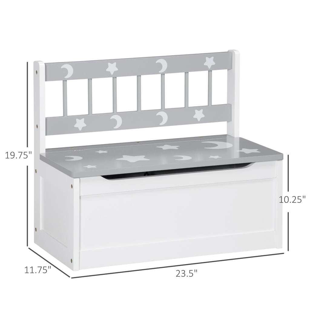 Toddler Toy Box Storage Bench with Large 27 L Interior, Kids Storage Bench Seat with Storage for Toddler Playroom Furniture, Kids Bedroom Furniture, Toy Organizer and Storage Bin, Gray