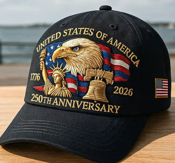 Embroidered American Eagle Head Baseball Cap - America 250th Anniversary Commemorative Design - Cotton Blend Adjustable Snapback Hat For Men And Women