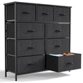 Dresser For Bedroom With 9 Fabric Storage Drawer Wardrobe Tall Chest Organizer Closet Adult&Kids Clothes Cabinet Furniture