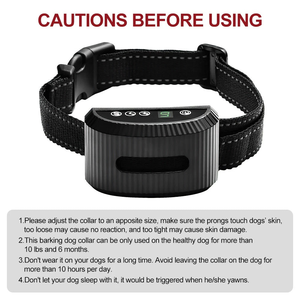Dog Collar Anti Bark Pet Electric Training Collar Auto Stop Barking Obedience
