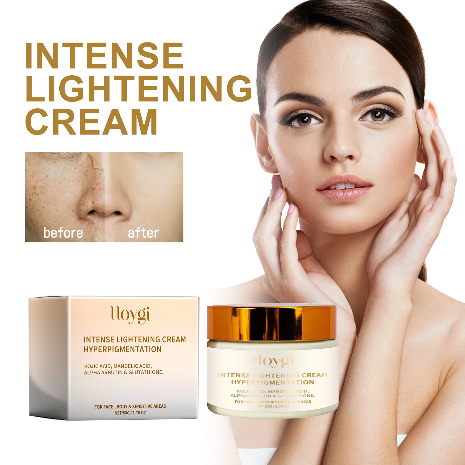 Hoygi Intense Lightening Cream, Ultra Hydrating Firming Radiance Skin Moisturizing Cream